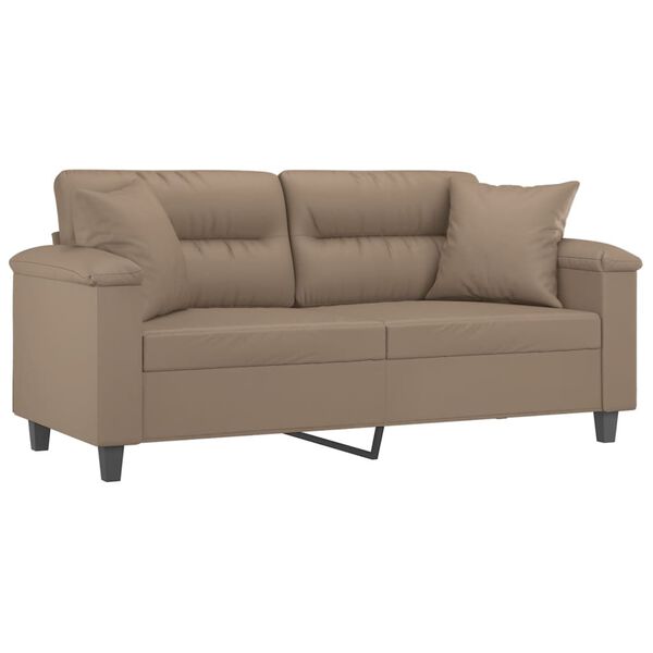 vidaXL 2-sits soffa med prydnadskuddar cappuccino 140 cm konstläder