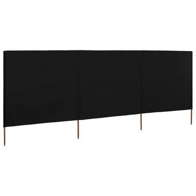 vidaXL Vindskydd 3 paneler tyg 400x160 cm svart