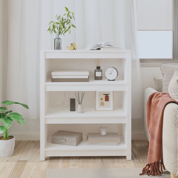 vidaXL Bokhylla vit 80x35x97 cm massiv furu