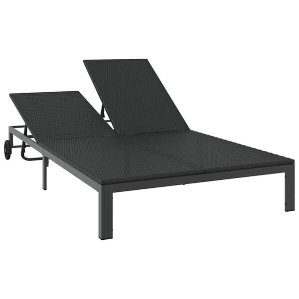 vidaXL Solb&auml;dd 2-person Svart 60 x 200 x 27cm konstrotting