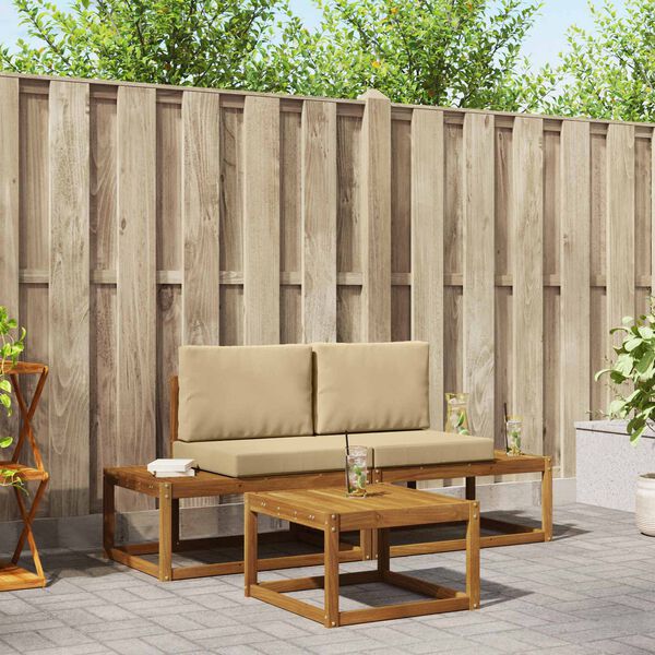 vidaXL Utomhussoffset 3 pcs Naturf&auml;rg Massivt akaciatr&auml; och polyester