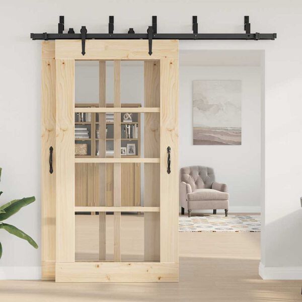 vidaXL Skjutdörrsbeslag 213,5 cm stål svart