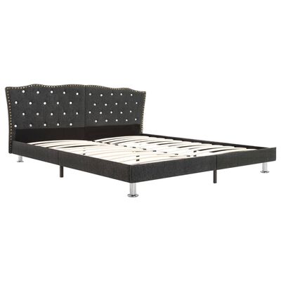 vidaXL Säng med madrass mörkgrå tyg 160x200 cm