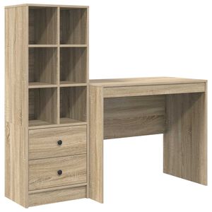 vidaXL Skrivbord Sonoma-ek 135,5 x 50 x 127 cm 2 st