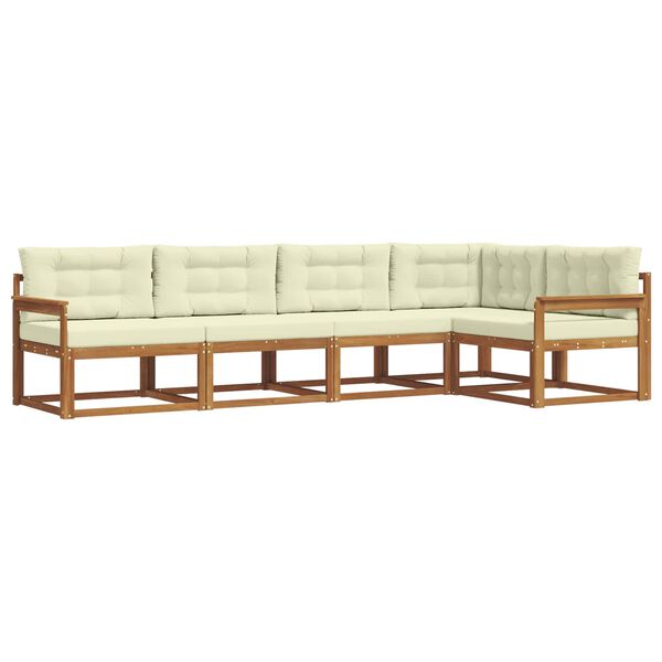 vidaXL Utomhussoffset med kudde 5 pcs Naturlig och Gr&auml;dde