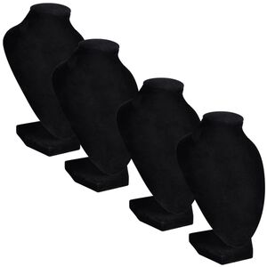 Smyckesh&aring;llare 9x8,5x15 cm flanell MDF svart 4-pack