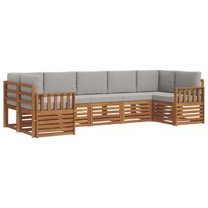 vidaXL Sektionsoffgrupp med kudde 7 pcs Naturlig och Ljus Gr&aring;