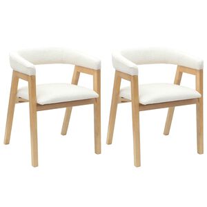 vidaXL Matstolar 2 st Massiv Gummitr&auml; Naturf&auml;rg 54 x 57 x 73 cm