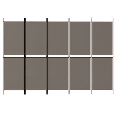 vidaXL Rumsavdelare 5 paneler antracit 250x180 cm tyg