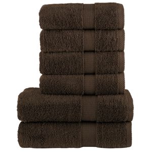 vidaXL Premium handdukar 6 st SOLUND brun 600 gsm