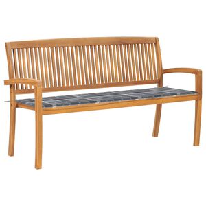 vidaXL Stapelbar tr&auml;dg&aring;rdsb&auml;nk med dyna 159 cm massiv teak