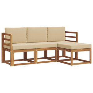 vidaXL Utomhussoffset med kudde 4 pcs Naturlig och Beige