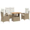 vidaXL Soffgrupp f&ouml;r tr&auml;dg&aring;rden med dynor 4 delar beige konstrotting