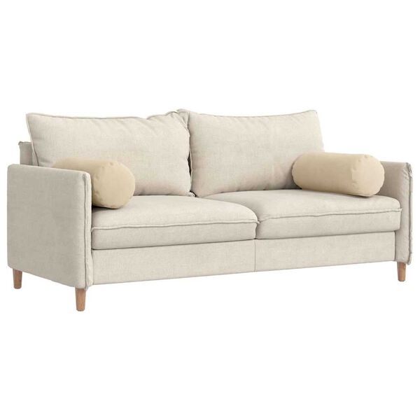 vidaXL Bolsterkuddar 2 pcs Kr&auml;m &Oslash; 25 x 70 cm Mikrofiber Tyg