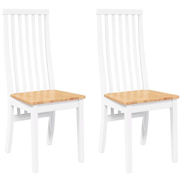 vidaXL Matstolar 2 st vitt massivt trä gummi