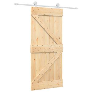 vidaXL Skjutd&ouml;rr 90 x 210 cm Massiv furu Naturlig och vit
