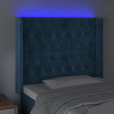 vidaXL Sänggavel LED mörkblå 93x16x118/128 cm sammet