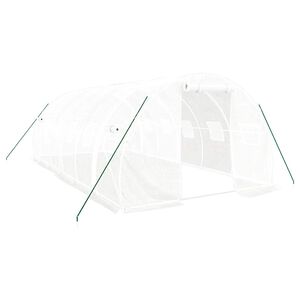 vidaXL V&auml;xthus med st&aring;lram vit 18 m&sup2; 6x3x2 m