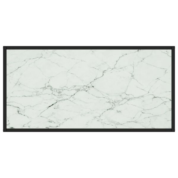 vidaXL Soffbord svart med vit marmor glas 100x50x35 cm