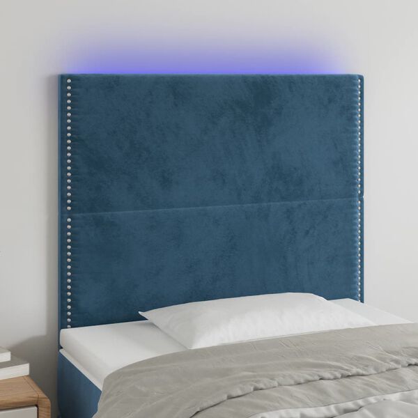 vidaXL S&auml;nggavel LED m&ouml;rkbl&aring; 80x5x118/128 cm sammet
