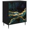 vidaXL Kommode WIJHE Teal marmortryck 66 x 36,5 x 76 cm Svart ek
