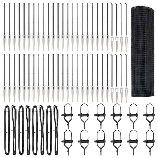 vidaXL St&auml;ngselstolpe Gr&aring; 100 x 0,6 m (12 x 12 mm n&auml;t) St&aring;l och PVC