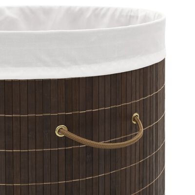 vidaXL Tvättkorg i bambu oval mörkbrun