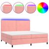 vidaXL Rams&auml;ng med madrass rosa & LED 200x200 cm sammet