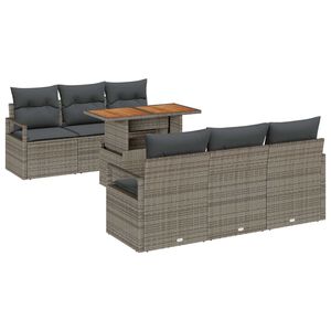 vidaXL Tr&auml;dg&aring;rdsoffset med lagring 7 pcs Gr&aring; Poly rattan