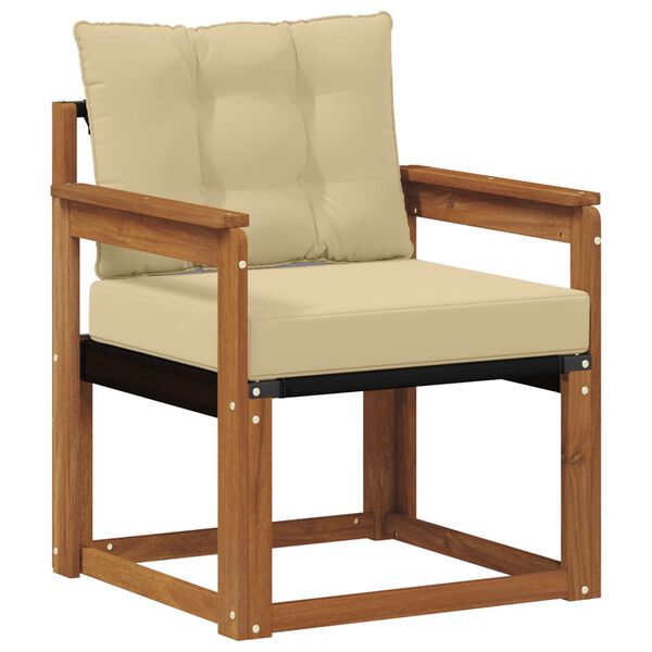 vidaXL Utomhussoffa Massivt Akaciatr&auml; och Textilene Naturf&auml;rg