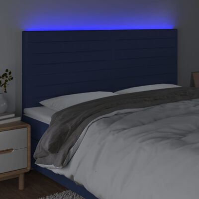 vidaXL Sänggavel LED blå 160x5x118/128 cm tyg