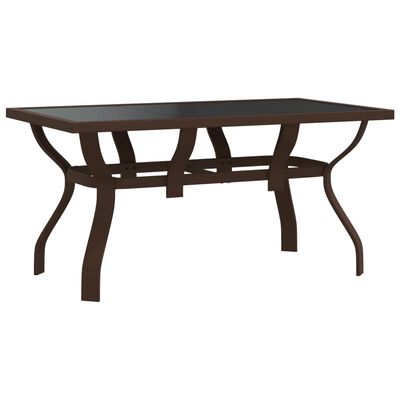 vidaXL Trädgårdsbord brun och svart 140x70x70 cm stål och glas