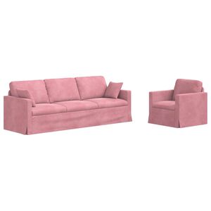 vidaXL Soffset 2 pcs Rosa 228 x 78 x 80 cm Sammet