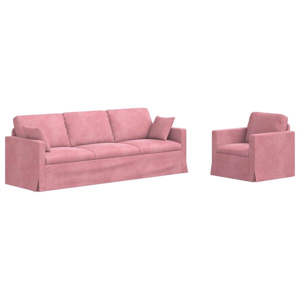 vidaXL Soffset 2 pcs Rosa 228 x 78 x 80 cm Sammet