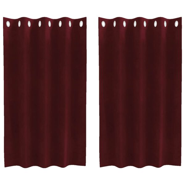 vidaXL M&ouml;rkl&auml;ggningsgardiner 2 pcs Vinr&ouml;d 140 x 140 cm Sammet