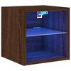 vidaXL V&auml;ggmonterad tv-b&auml;nk LED brun ek 30x28,5x30 cm