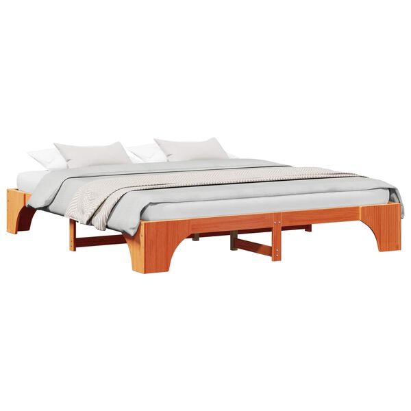 vidaXL S&auml;ngram Vaxbrun 200 x 200 cm Massiv furu