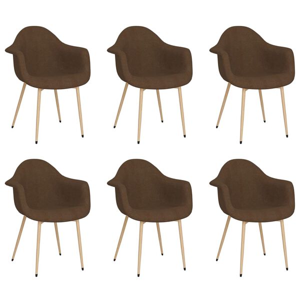vidaXL Matstolar 6 st m&ouml;rkbrun tyg