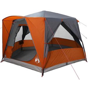 vidaXL Kabelt&auml;lt 5-personer med tak Gr&aring; och orange 333 x 317 x 194 cm