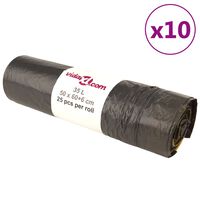 vidaXL Avfallspåsar med dragsnöre 250 st svart 35 L