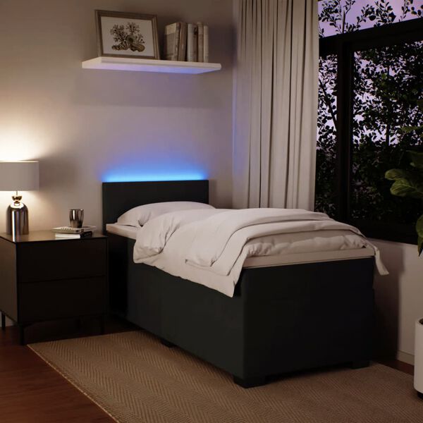 vidaXL Ramsäng med madrass svart 100x200 cm sammet