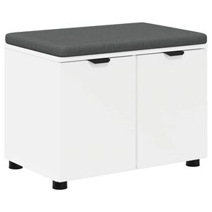 vidaXL Hallb&auml;nk med kudde Vit 60 x 38 x 46 cm Konstruerat Tr&auml; och Tyg