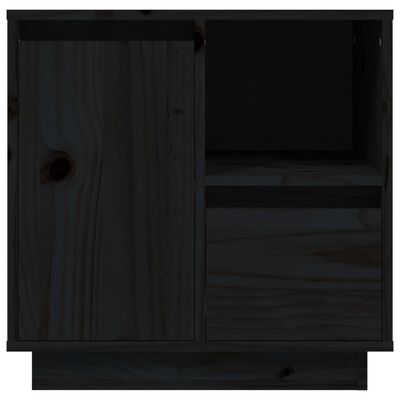 vidaXL Sängbord 2 st svart 50x34x50 cm massivt furuträ