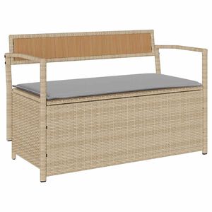 vidaXL F&ouml;rvaringsb&auml;nk f&ouml;r tr&auml;dg&aring;rd med dyna beige konstrotting