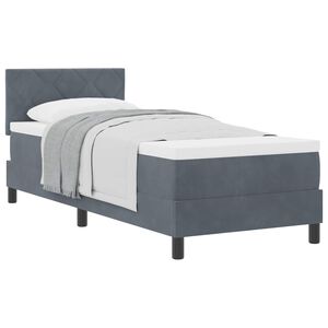 vidaXL B&auml;ddfj&auml;der med huvudgavel M&ouml;rkgr&aring; 80 x 200 cm Sammet