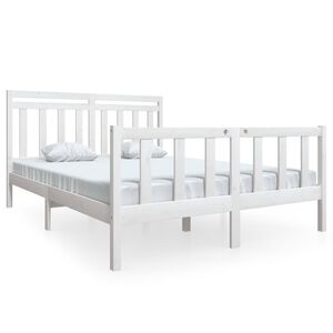 vidaXL S&auml;ngram massivt tr&auml; 150x200 cm vit