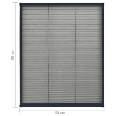 vidaXL Plisserat insektsnät för fönster aluminium antracit 60x80cm