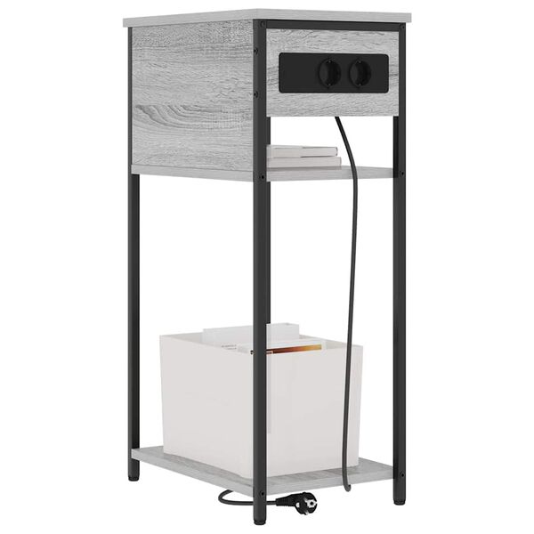 vidaXL Nattduksbord Gr&aring; Sonoma 41 x 28 x 76 cm Konstruerat tr&auml;