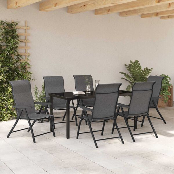 vidaXL Tr&auml;dg&aring;rdsm&ouml;belset 7 pcs Gr&aring; Poly rattan