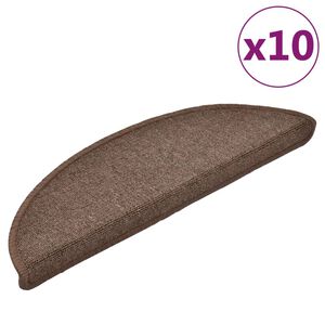 vidaXL Trappmattor 10 st 56x17x3 cm kaffebruna halvrunda